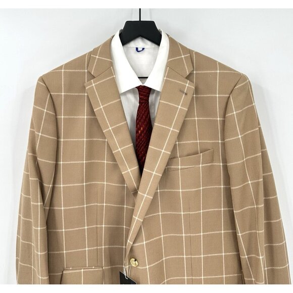 NEW INDOCHINO jacket blazer sport coat windopane plaid custom extra long 52XL - Picture 3 of 12